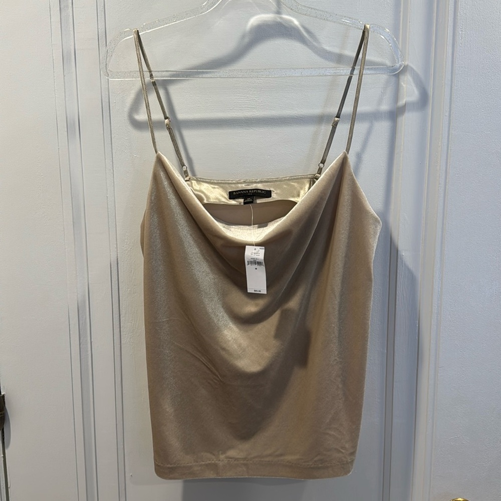 Banana Republic, NWT, Size M, ruched neckline, velvet tank top